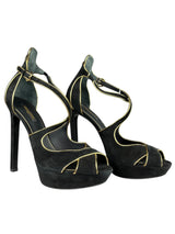 Tacones Alto Borde Dorado