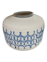 Jarrón Blanco Detalles Azules