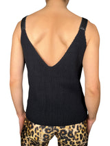Polera Tejida Aplicación Cuero