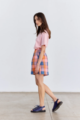 Short Ancho Cuadros Lino