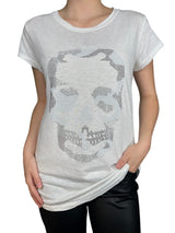 Polera Skinny Camo Skull Strass
