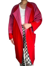 Abrigo Largo Rojo Con Rosado