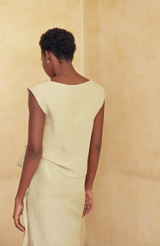 Top Drapeado Corrugado Seda Lino