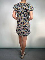 Vestido Mini Seda Pájaros