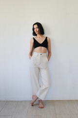 Jeans Rectos Utilitarios Denim Reciclado - Crudo