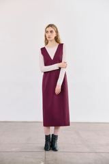 Vestido Escote V - Vino