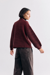 Cárdigan Hand-Dyed Lana Merino - Mix Vino