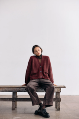 Cárdigan Hand-Dyed Lana Merino - Mix Vino