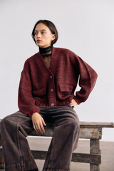 Cárdigan Hand-Dyed Lana Merino - Mix Vino