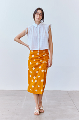 Falda Lápiz Recogida Algodón Ikat