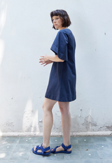 Vestido Corto Manga Amplia Algodón