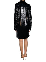 Vestido Cuello Solapa Lentejuelas