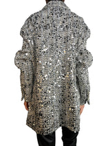 Abrigo Plateado Con Lentejuelas