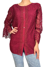 Blusa Encaje Burdeo Plus Size