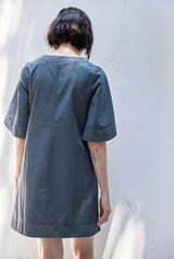 Vestido Corto Manga Amplia Algodón