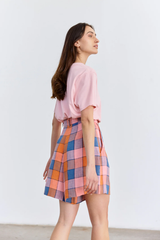 Short Ancho Cuadros Lino