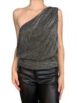 Blusa Asimétrica Fibras Metalizadas