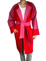 Abrigo Largo Rojo Con Rosado