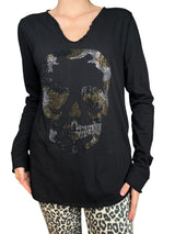 Polera Camo Skull Strass