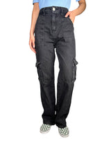 Jeans Cargo Negro Deslavado
