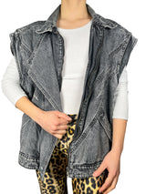 Chaqueta sin Mangas Hojas Bordadas