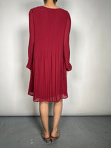 Vestido Plisado Burdeo