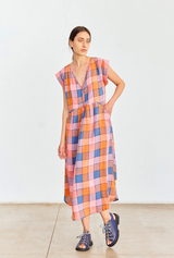 Vestido Suelto Cuadros Lino