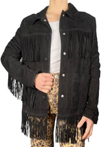 Chaqueta Cuero Gamuzado Flecos
