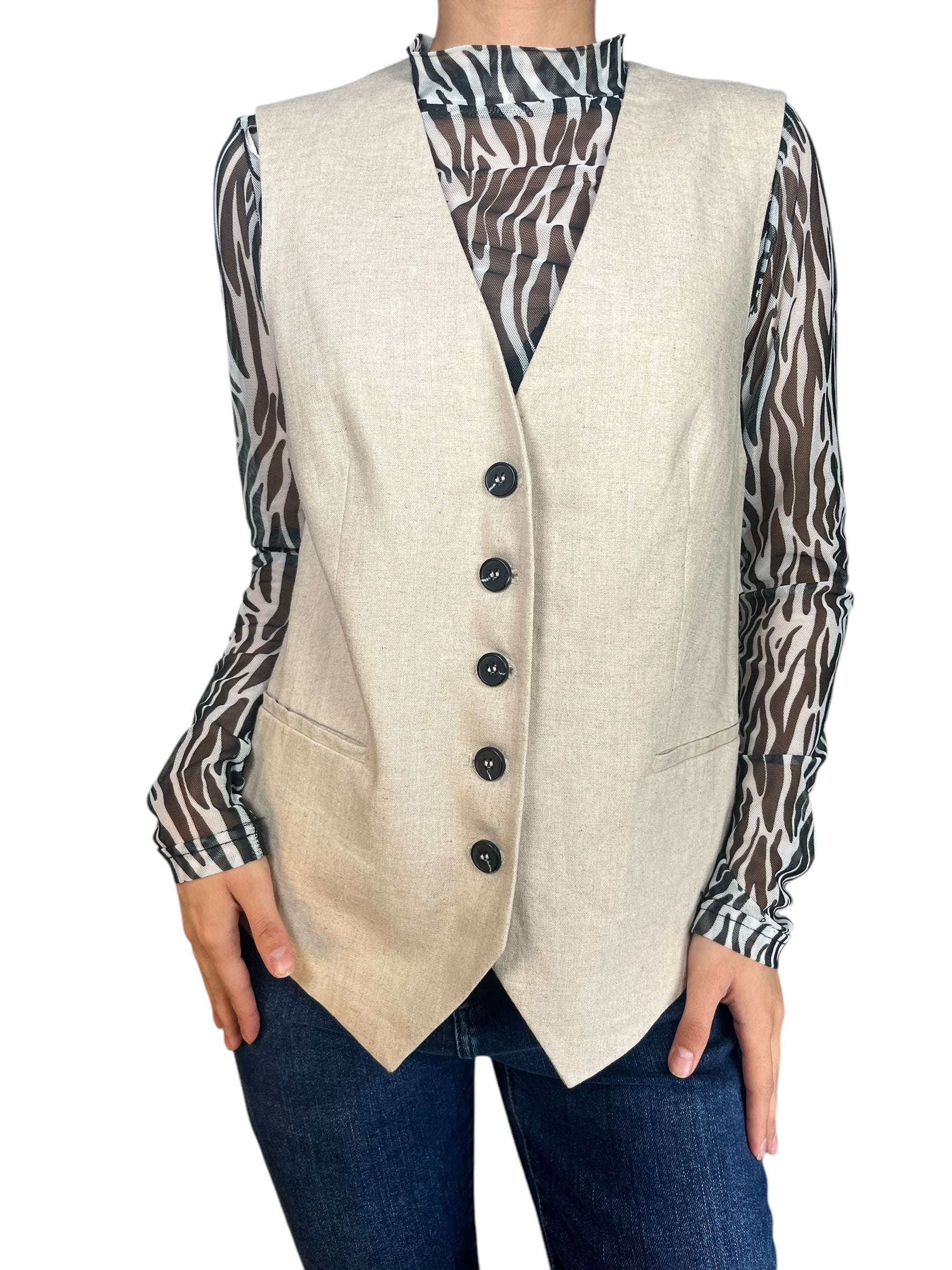 Gilet En Simili Cuir Zara - Taille S - Occasion En Très Bon état