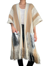 Poncho Beige Fibras Metalizadas