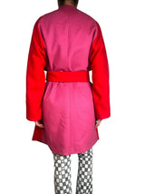 Abrigo Largo Rojo Con Rosado