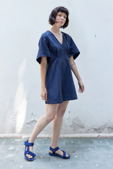 Vestido Corto Manga Amplia Algodón