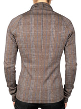 Polera cuello alto estampado escocés