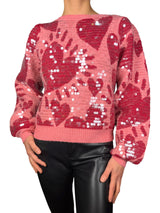 Sweater Pink Hearts Sequin