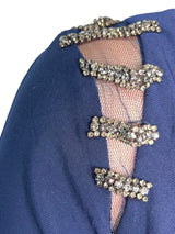 Vestido Azul Aplicaciones Brillantes