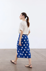 Falda Lápiz Recogida Algodón Ikat