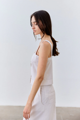 Top Corto Abotonado Algodón Labrado