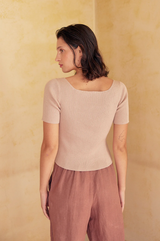 Polera Tejida Rib Abotonada Algodón Pima