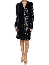 Vestido Cuello Solapa Lentejuelas