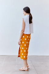 Falda Lápiz Recogida Algodón Ikat