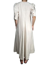 Vestido Blanco Costuras Cafés