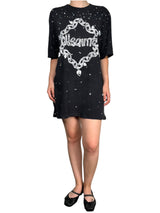Vestido Negro Aplicaciones Brillo