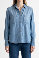 Blusa Denim Bolsillos