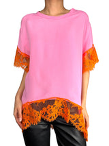 Blusa Pink Detalles Encajes