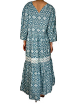Vestido Maxi Suma Print Blue Ikat
