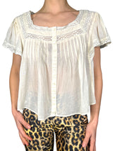Blusa Con Encaje y Pliegues