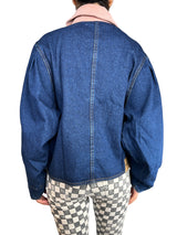 Chaqueta Denim Con Cuello Rosado