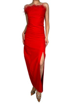 Vestido Strapless Plumas