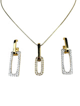 Set Collar y Aros Dorados con Brillos