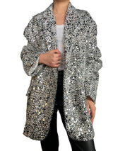 Abrigo Plateado Con Lentejuelas